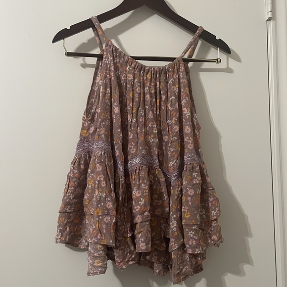 ILLA ILLA Floral Layered Blouse in Purple and Tan Size S - Picture 1 of 6